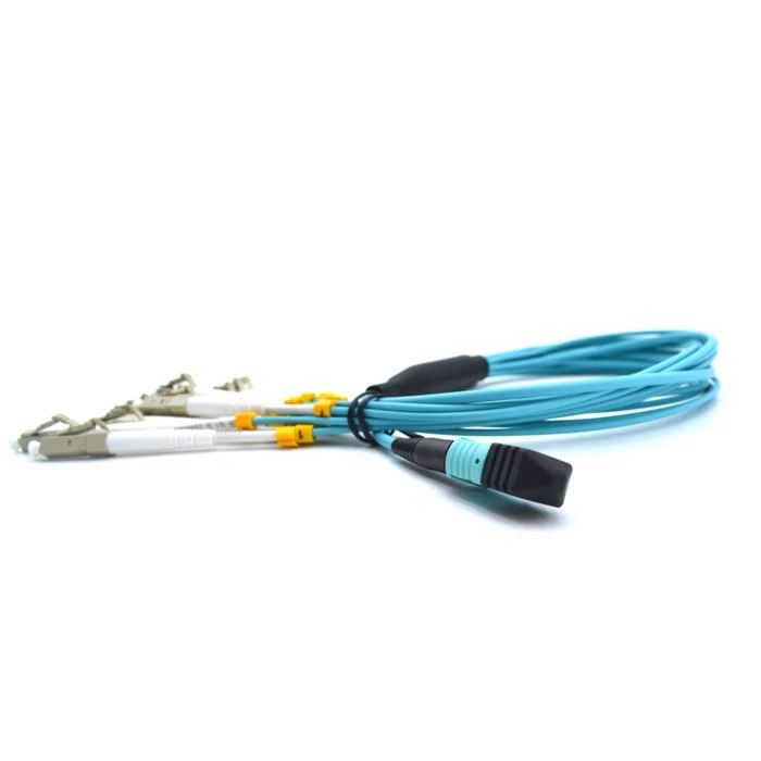OM4 Multi-Fiber 100Gb Multimode 50/125 Fiber Optic Cable MTP/MPO To LC Breakout 12 Fiber